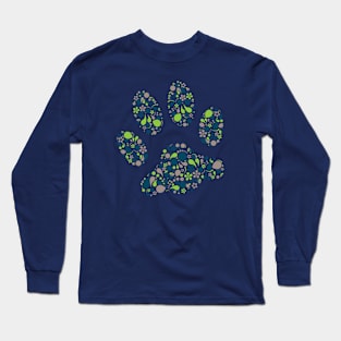 Paw Print in Modern Paisley Design Long Sleeve T-Shirt